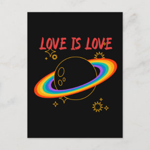 Liebe ist Liebe. Regenbogenplanet. LGBTQ + Stolz Postkarte