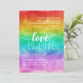 Liebe ist Liebe-Regenbogenwatercolor-homosexuelle Einladung (Stehend Vorderseite)