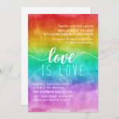Liebe ist Liebe-Regenbogenwatercolor-homosexuelle Einladung (Vorne/Hinten)