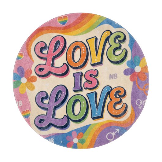 Liebe ist Liebe Retro-Pride-Typografie Schneidebrett (Vorderseite)