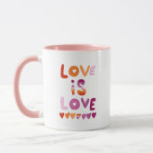 LIEBE IST LIEBE Rosa Lila lesbischer Gay Pride Tasse (Links)