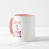 LIEBE IST LIEBE Rosa Lila lesbischer Gay Pride Tasse (Vorderseite Links)