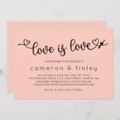 Liebe ist Liebe Rosa schwul oder lesbische Hochzei Einladung (Vorne/Hinten)