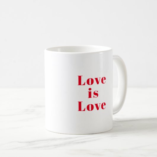 "Liebe ist Liebe" rot Kaffeetasse (VorderseiteRechts)