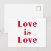 "Liebe ist Liebe" rot Postkarte (Vorne/Hinten)