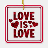Liebe ist Liebe Rotes Herz Keramikornament (Vorderseite)