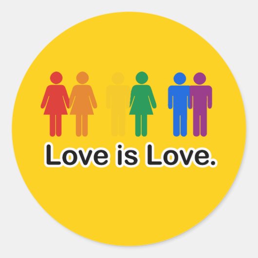 Liebe ist Liebe. Runder Aufkleber (Vorderseite)