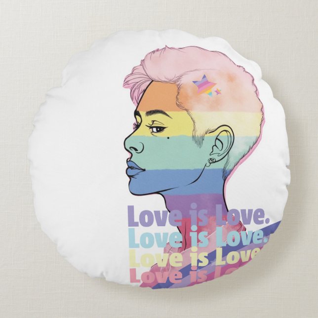 Liebe ist Liebe Rundes Kissen (Vorderseite)