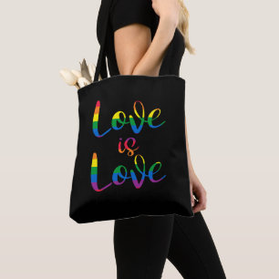 Liebe ist Liebe Schriftzug LGBT Schwarz Tasche