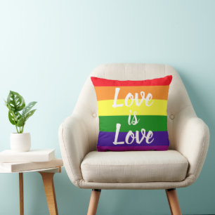 Liebe ist Liebe Skript Regenbogen Streifen Pride Kissen