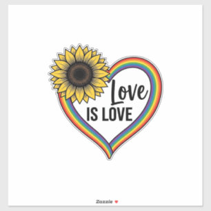 Liebe ist Liebe Sonnenblumen Herz Vintage Vektor S Aufkleber