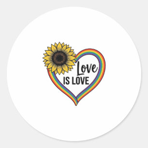 Liebe ist Liebe Sonnenblumen Herz Vintage Vektor T Runder Aufkleber