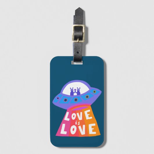 LIEBE IST LIEBE Space Außerirdischen Farbenfrohe R Gepäckanhänger (Vorderseite Vertikal)