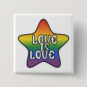Liebe ist Liebe Stern Regenbogen LGBT-Flagge Farbv Button (Vorderseite)