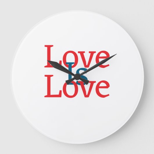Liebe ist Liebe Stolz rot Juni LGBTQ Einfachtext Große Wanduhr (Vorderseite)
