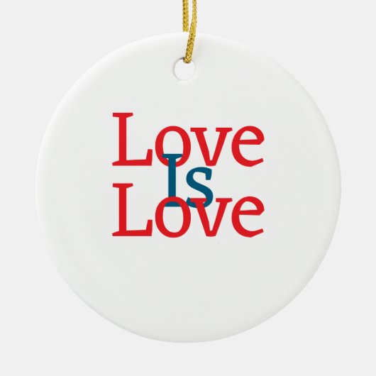Liebe ist Liebe Stolz rot Juni LGBTQ Einfachtext Keramik Ornament (Vorne)