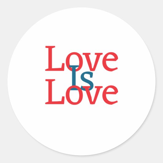 Liebe ist Liebe Stolz rot Juni LGBTQ Einfachtext Runder Aufkleber (Vorderseite)