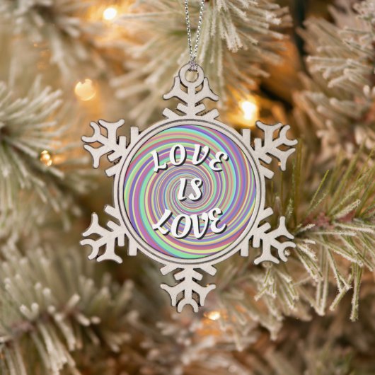 Liebe ist Liebe-Stolz Schneeflocken Zinn-Ornament (Baum)