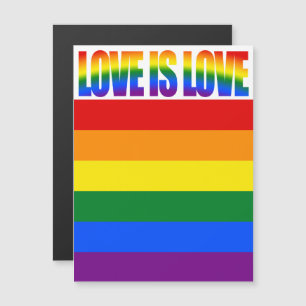 Liebe ist Liebe Text Gay Pride LGBT Rainbow Flag Magnetkarte