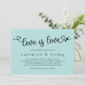 Liebe ist Liebe Türkisschwule oder lesbische Hochz Einladung (Stehend Vorderseite)