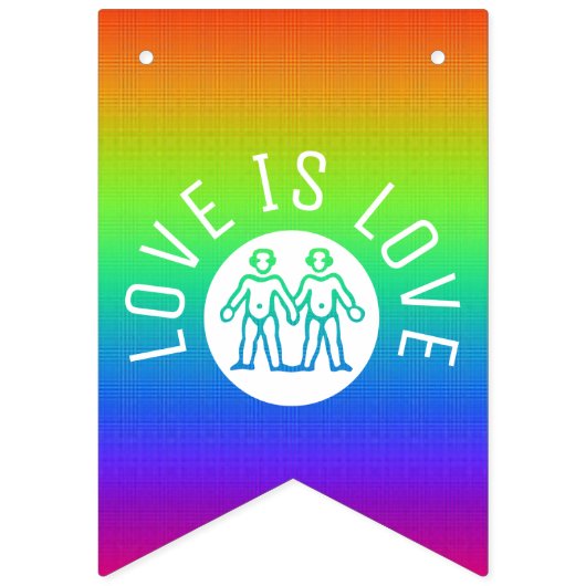 Liebe ist Liebe Typografie Gay Pride LGBT Rainbow Wimpelkette (Zweite Fahne)