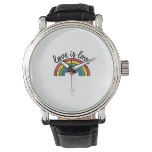Liebe ist Liebe Vintage Regenbogen Herz Shirt Desi Armbanduhr