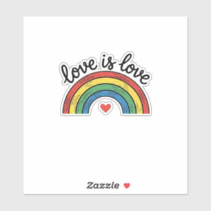 Liebe ist Liebe Vintage Regenbogen Herz Shirt Desi Aufkleber