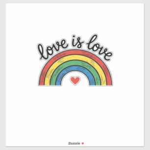 Liebe ist Liebe Vintage Regenbogen Herz Shirt Desi Aufkleber