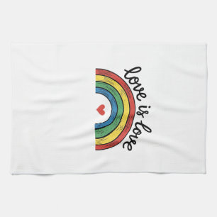 Liebe ist Liebe Vintage Regenbogen Herz Shirt Desi Geschirrtuch