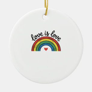 Liebe ist Liebe Vintage Regenbogen Herz Shirt Desi Keramik Ornament