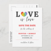 Liebe ist Liebe Wasserfarbe Herz LGBT Save the Dat Postkarte (Vorne/Hinten)