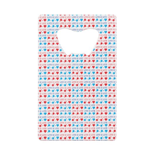 LIEBE ist LIEBE-Zitat in rot und blau Geldbeutel Flaschenöffner (Vorderseite)