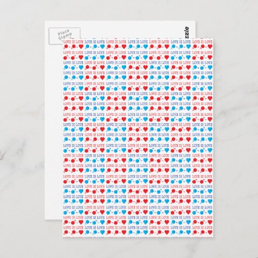 LIEBE ist LIEBE-Zitat in rot und blau Postkarte (Vorne/Hinten)