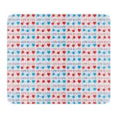 LIEBE ist LIEBE-Zitat in rot und blau Schneidebrett (Vorderseite)