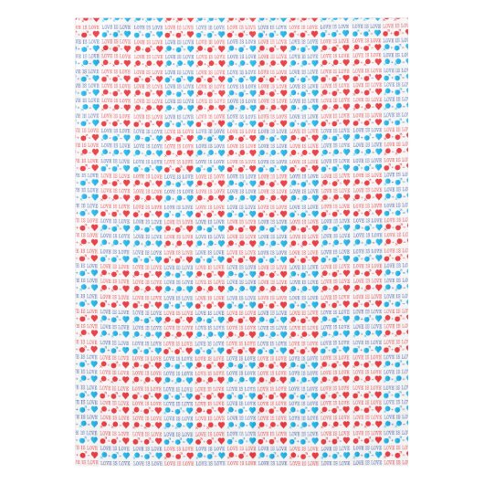 LIEBE ist LIEBE-Zitat in rot und blau Tischdecke (Vorderseite)
