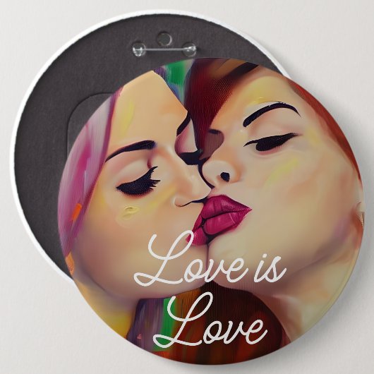 Liebe ist Liebe | Zwei Frauen küssen Button (Vorne & Hinten)
