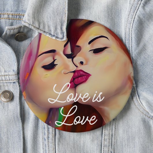 Liebe ist Liebe | Zwei Frauen küssen Button (Beispiel)