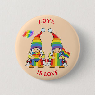 LIEBE IST LIEBE - Zwei Rainbow-Girl-Gnome-Taste Button
