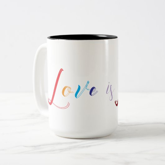 Liebe ist Liebe Zweifarbige Tasse (Vorderseite Links)