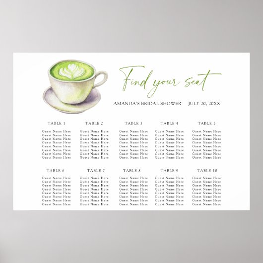 Liebe ist Matcha Wedding Chart Poster (Vorne)