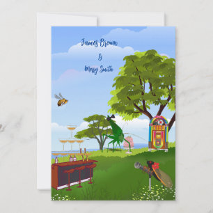 Liebe ist Meadow Serenade Cicadas Hochzeit Einladung