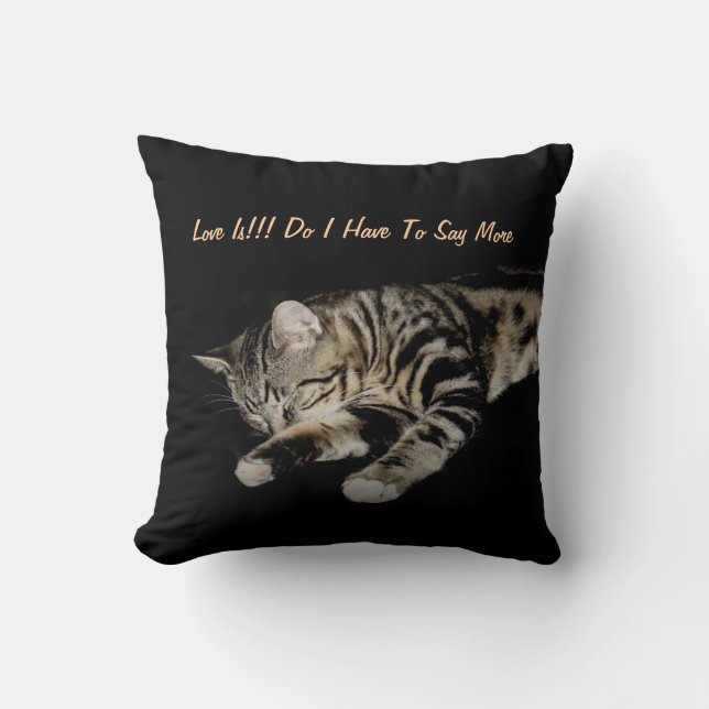 Liebe ist. Miezekatze-Bonbon Kissen (Vorderseite)