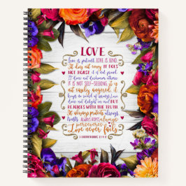 Liebe ist... mit mehrfarbigen Blume auf Holz Notizblock