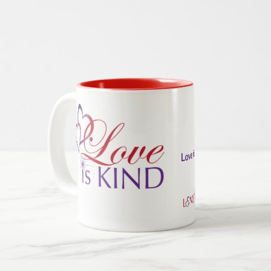 Liebe ist nette Tasse--Rot mit zwei Tönen Zweifarbige Tasse (Vorderseite Links)
