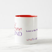 Liebe ist nette Tasse--Rot mit zwei Tönen Zweifarbige Tasse (Mittel)