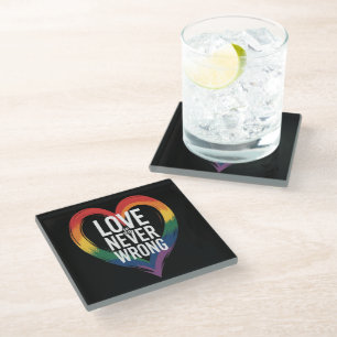 Liebe ist niemals falsch Pride Month LGBT Glasuntersetzer