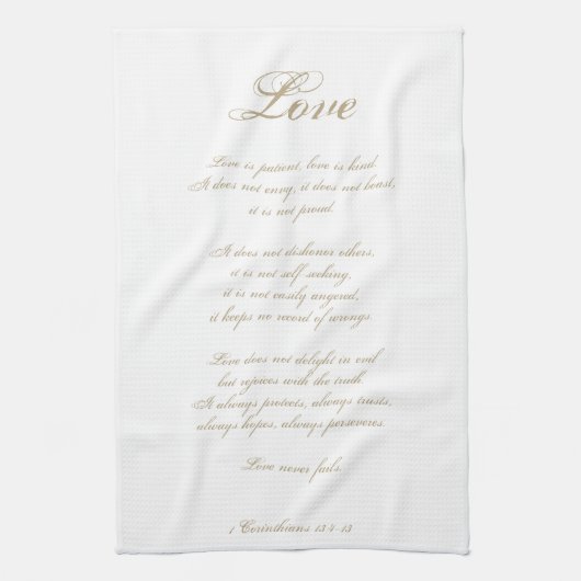Liebe ist Patient | 1 Korinther 13 | Elegant Ivory Geschirrtuch (Vertikal)