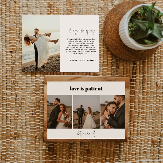 Liebe ist Patient 4 Foto Hochzeitsankündigung Ankündigung