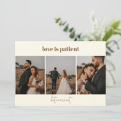 Liebe ist Patient 4 Foto Hochzeitsankündigung Ankündigung (Stehend Vorderseite)