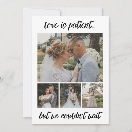 Liebe ist Patient 6 Foto Hochzeitsankündigung Ankündigung (Vorderseite)